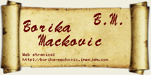 Borika Mačković vizit kartica